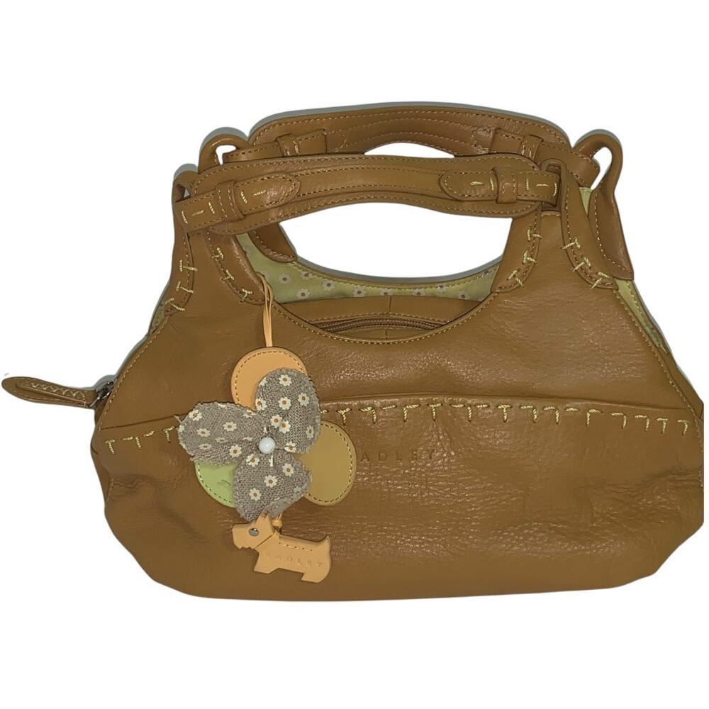 Vintage Radley London Leather Top Handle Hobo Bag Scottie Dog Charm Truly Deeply